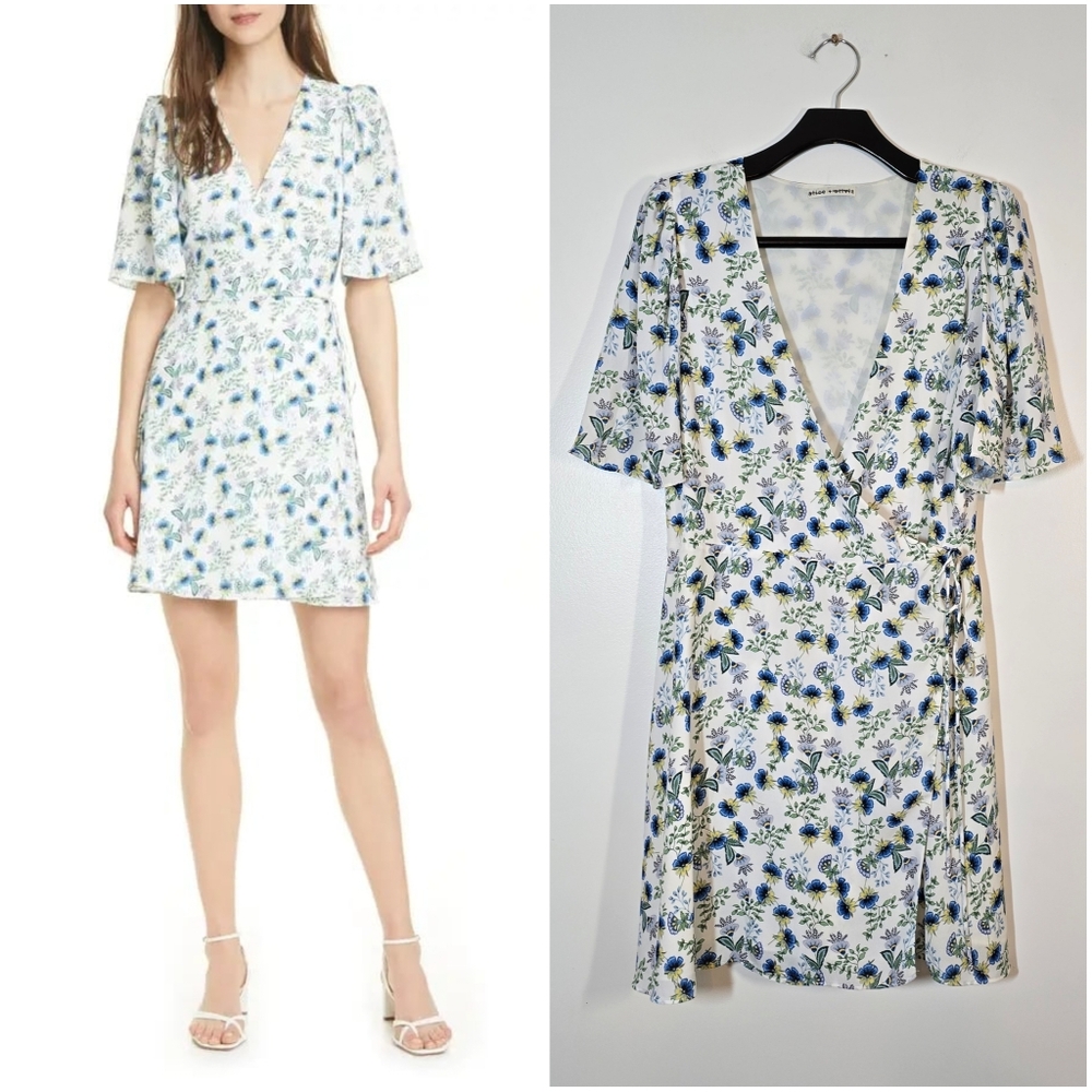 Alice + Olivia Sandra Wrap Dress in Budding Romance Large
